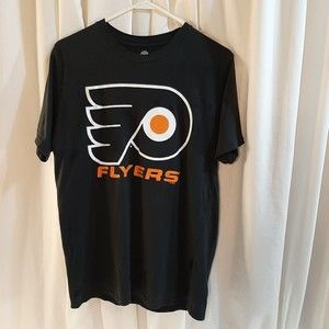 Philadelphia Flyers Men's Med 38/40 Black Short Sleeve Graphic T-shirt *DAMAGED*